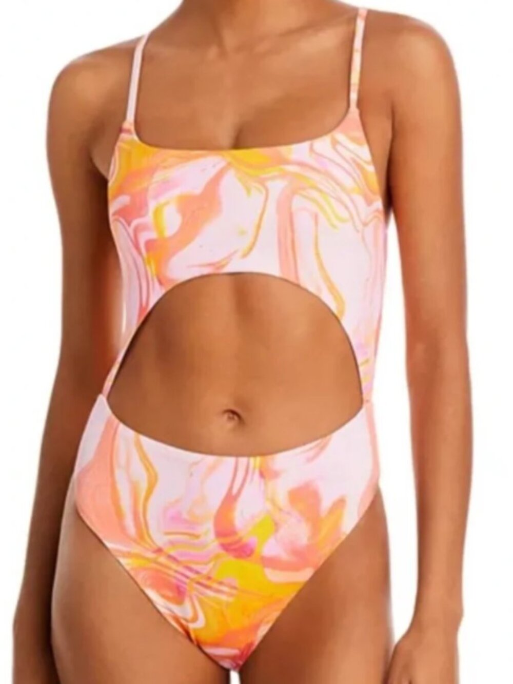 NEW - Aqua Swim Bloomingdale’s - SWIRL PRINT CUTOUT - PINK MULTI